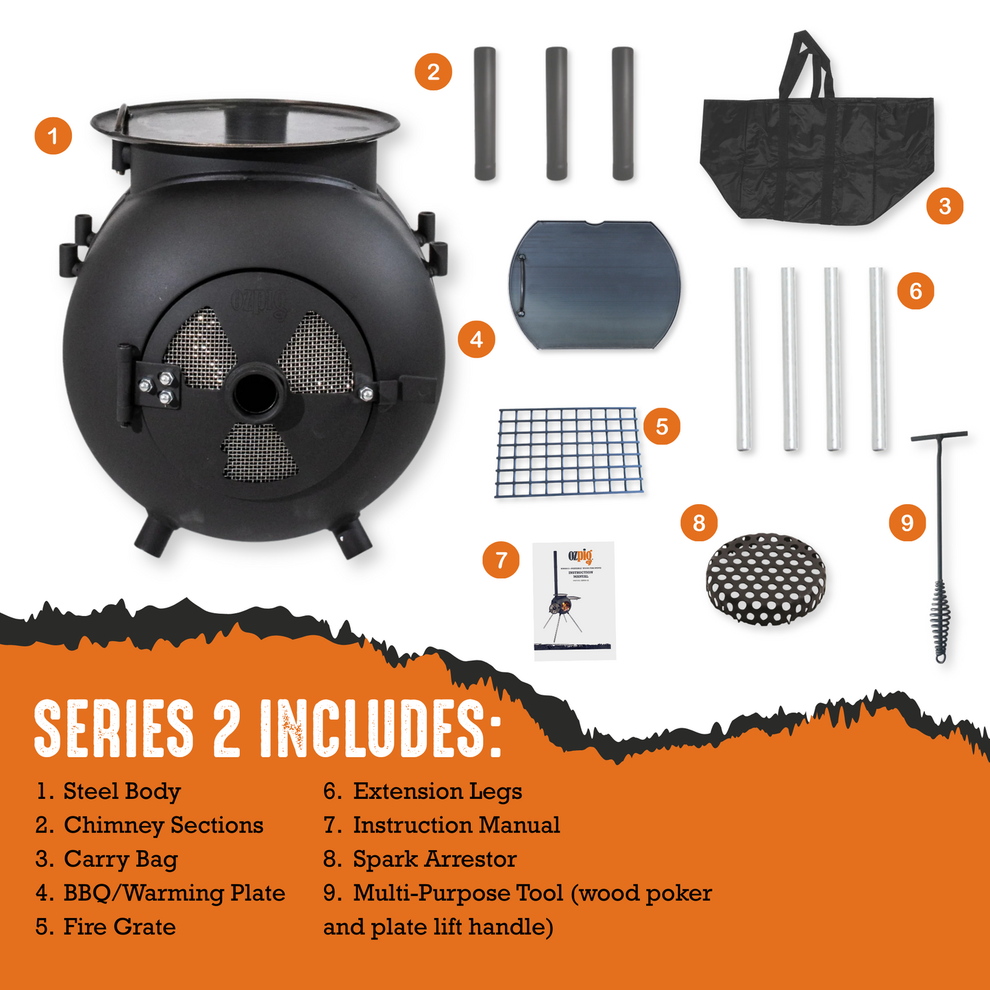 Ozpig Series 2 Portable Wood Fire Stove