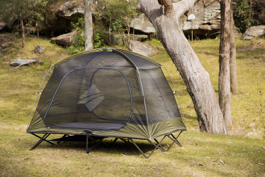 Easy Fold 2 Person Stretcher Tent | Heavy Duty Steel Frame | 1500mm Waterhead Rating | Compact Pack Size