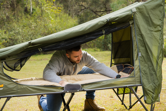 Easy Fold 1 Person Stretcher Tent | Heavy Duty Steel Frame | 1500mm Waterhead Rating | Compact Pack Size | 150kg Weight Rating