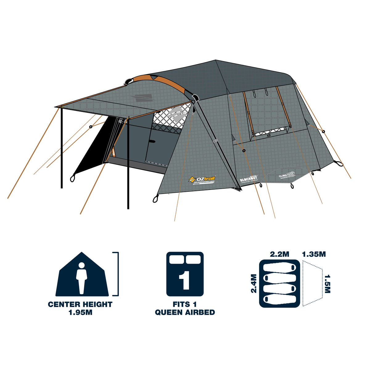 dimensions of a 4 person tent Fast Frame BlockOut Lumos Variant:White-49 RS-2 Pedal Riser — attach rainflies split-pedal stability chair (with handles)